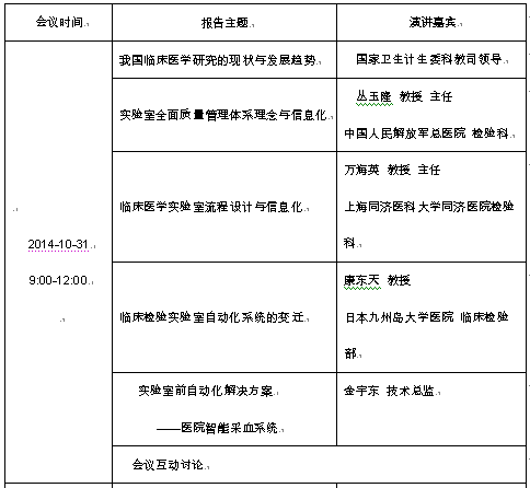 2014臨床實驗室自動化與信息管理學(xué)術(shù)會議